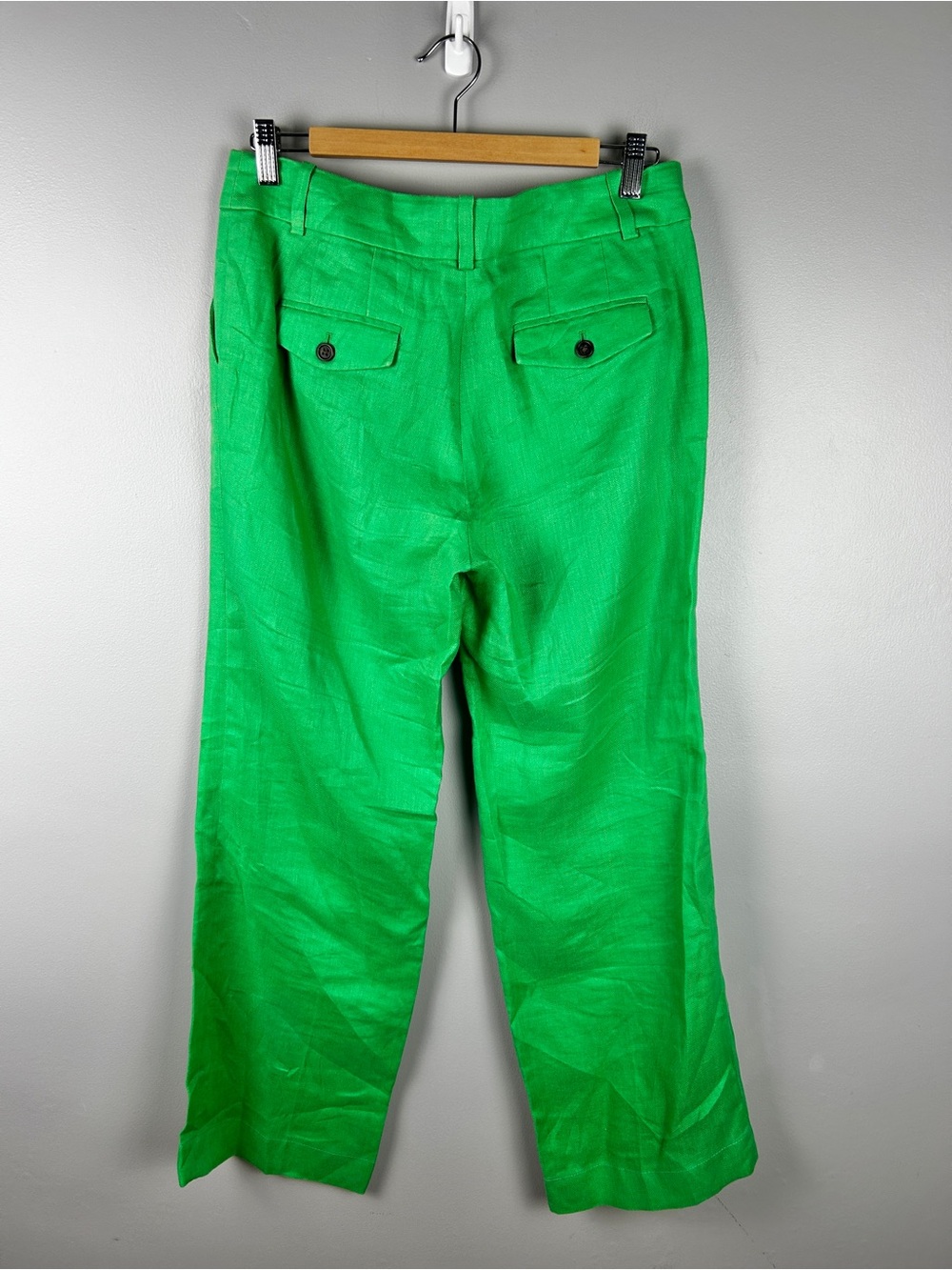 J CREW Cafe Trouser 100% Linen Kelly Green Size 6 Coastal Old Money Classic - Picture 4 of 5